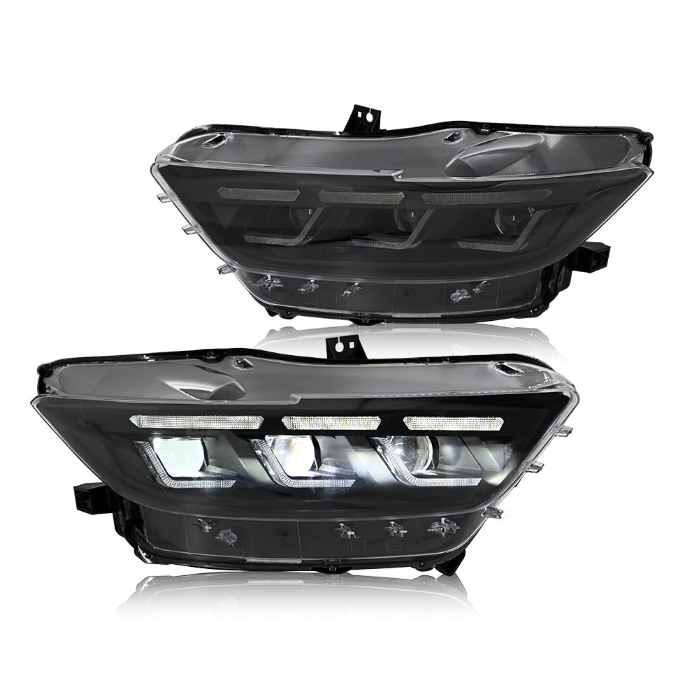 Para Ford Mustang 2015-2017 Conjunto de faros LED con lente de triple haz