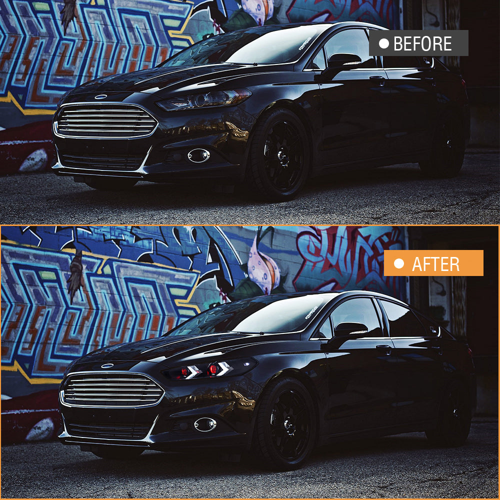 Phares Demon Eye pour Ford Fusion 2013 – 2016, version américaine, phares halogènes