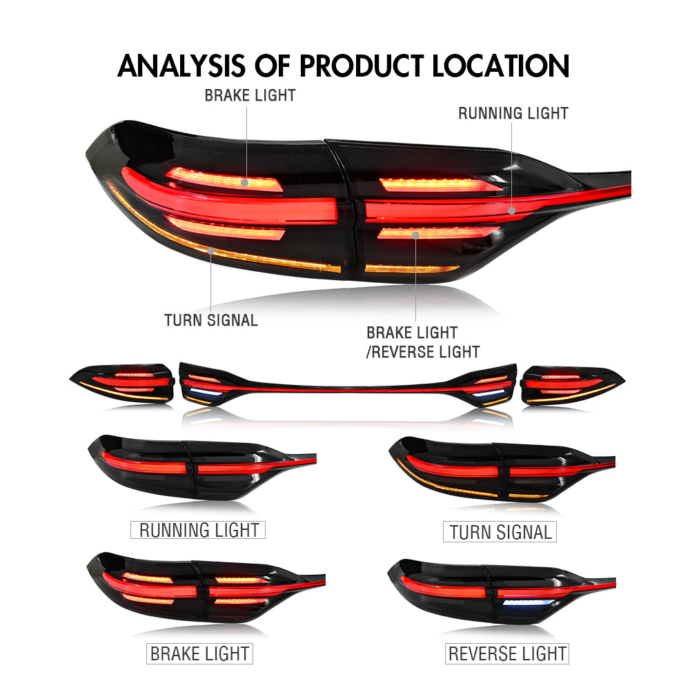 Letsdate Led Tail Lights for 2020-2024 Toyota Corolla Start Up Animation DRL Sequential Indicator Rear Lamp Assembly