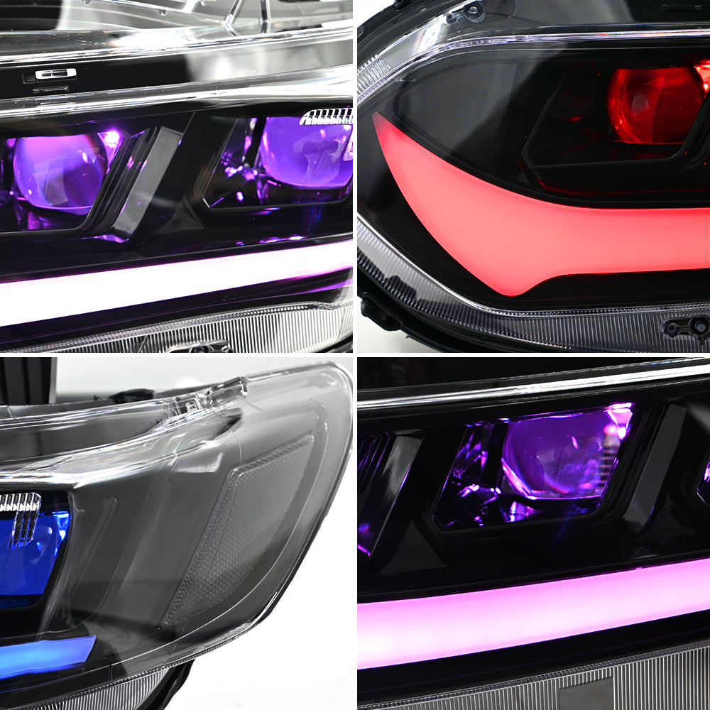 Letsdate RGB Headlight for 2018-2021 Honda Accord LX/Ex/EXL/Sport/SE 10th Gen Headlight Assembly