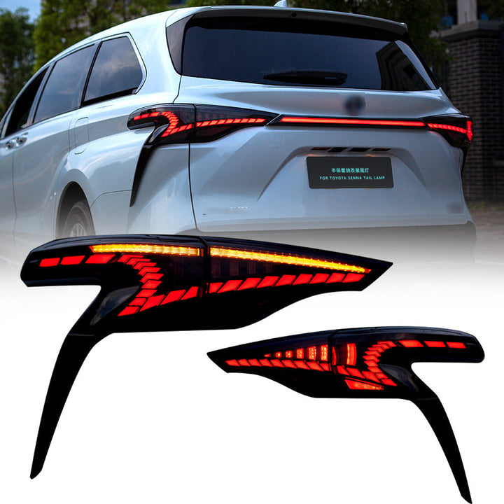 Letsdate LED Tail Lights & Middle Lamp for 2020-2023 Toyota Sienna Start Up Animation Sequential Turn Signal Rear Lamp Assembly
