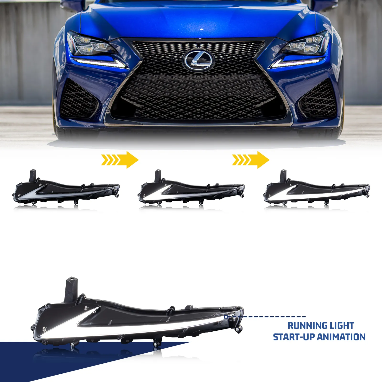 Letsdate LED Daytime Running Light for 2014-2020 Lexus IS250 IS350 IS200t IS300 W/Start up Animation With Sequential Turn Signal