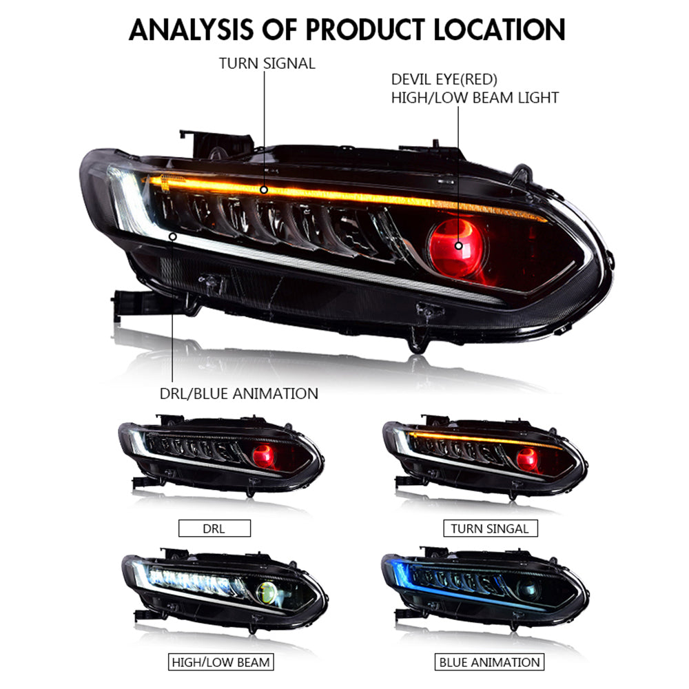 Letsdate - LED Headlights For Honda Accord 2018-2022 DRL Sequential Blue Start Up Animation-Honda-Letsdate-86*39*69-Letsdate