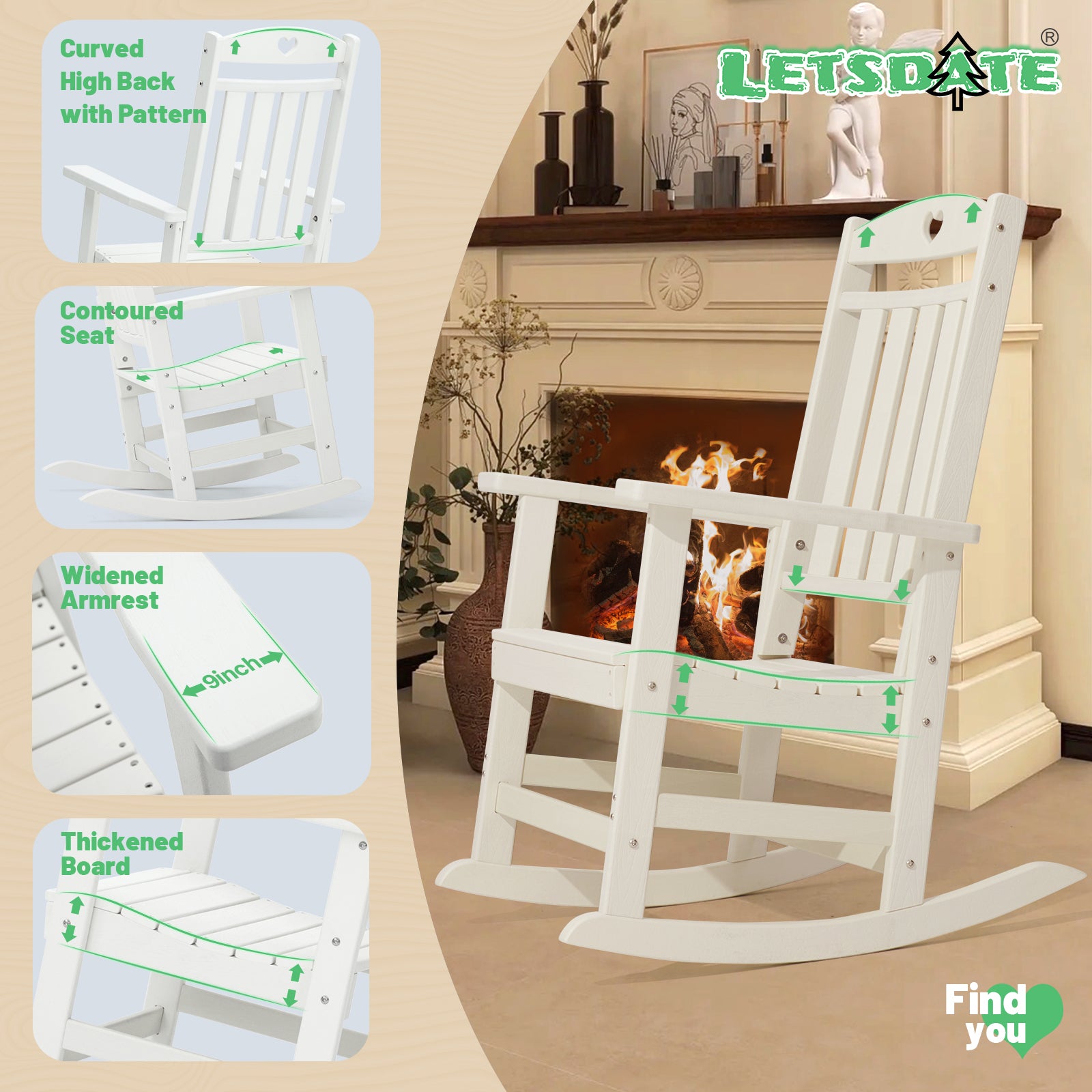 White Rocking Chair-Letsdate