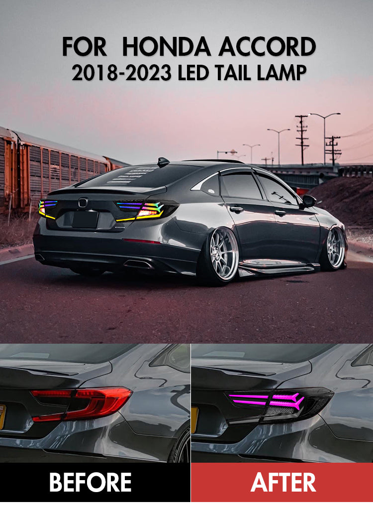 New RGB Taillights for Honda Accord Tail Lights 2018-2022 LX Sport EX EX-L Touring 10th Gen Accessory-Honda-Letsdate