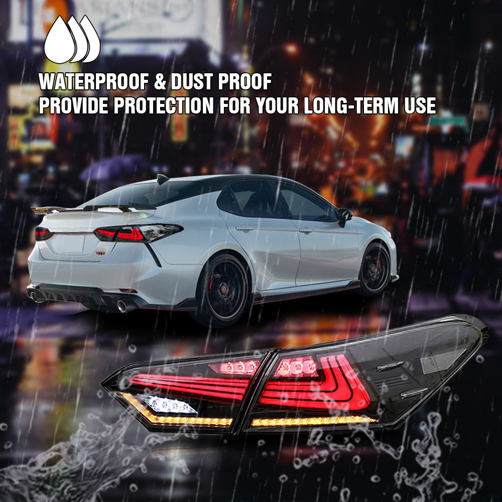 Letsdate - New Accessories for 2018-2021 Toyota Camry Tail Light Assembly SE XSE LE Lexus Style Smoke Rear Led Lights Replacement Custom 8th Gen Taillight DRL Sequential Turn Signals Dynamic Startup Retrofit Lamp V4-Toyota-Letsdate-Letsdate